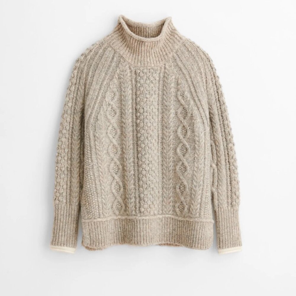 Alex Mill Camil Cable Sweater (XL, Driftwood)